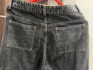 Womens Charcoal Black Cargo Jeans