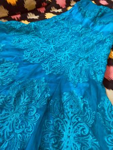 Teal Embroidered Ethnic Gown