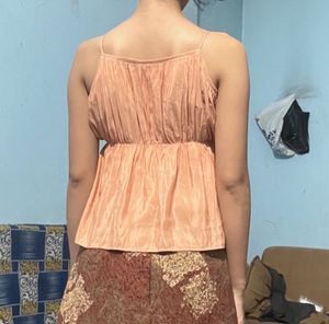Stylish Peach Spaghetti Top