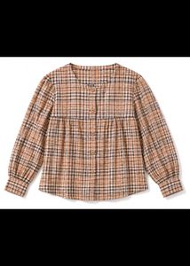 Plaid Print Button-Down Blouse