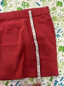 Marks And Spencer Red Fitted Formal Skirt