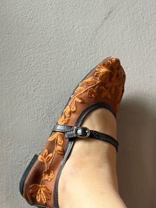 Ornate Embroidered Mary Jane Flats
