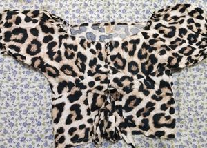 Leopard Print Button-Up Top
