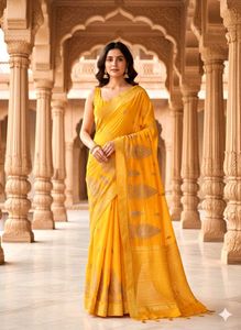 Elegant Orange Pure Chiffon Saree✨