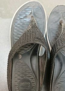 Sparkly Embellished Black Flip-Flops