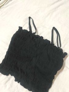 Black Smocked Camisole Top