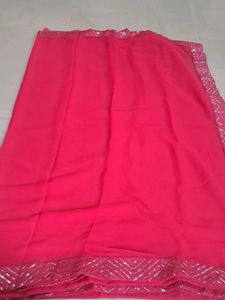 Vibrant Pink Saree with Sequins Border