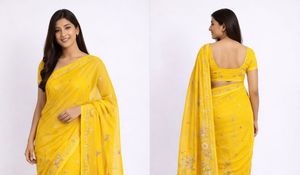 Elegant Yellow Embroidered Saree