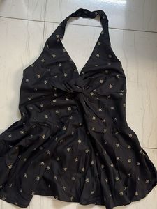 Chic Black Embellished Halter Top