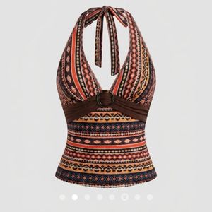 Boho Print Halterneck Bikini Top