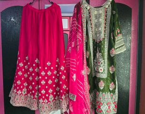 heavy work pallazo suit set