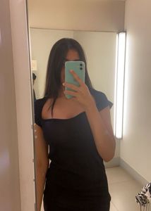 H&M Ribbed Black Off-Shoulder dress