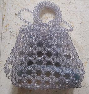 Crystal beads transaprent hand potli clitch