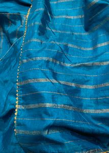 Blue Saree with Golden Stripes
