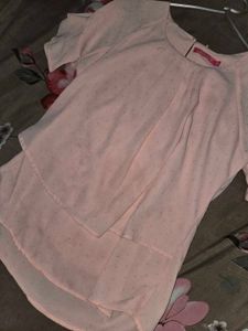 Chic Pink Polka Dot Flutter Sleeve Top