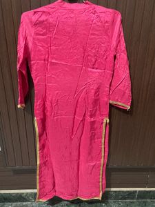 Vibrant Pink Palazzo Pants with Gold Trim