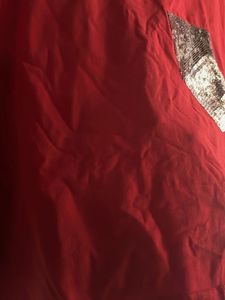 Red Cropped T-Shirt with Sequins