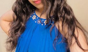 Elegant Embellished Royal Blue Halter Dress