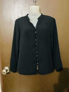 Elegant Black Button-Down Blouse