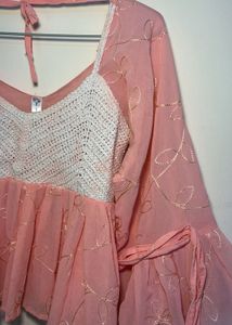 Pink Crochet Detail Blouse