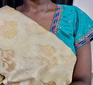 saree with stitched blouse upto bust 38