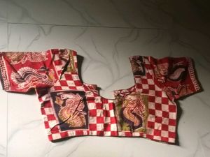 GentlyUsed Unique Red&amp;White Printed Blouse-36"Bust