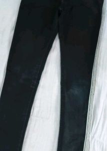 Girls Black Jeans with White Stripe