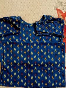 Blue Ikkat Print Kurta