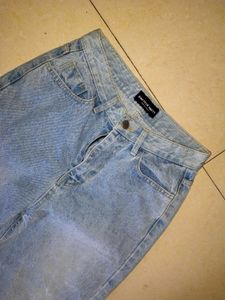 Light Wash Wide Leg Jeans heavy material