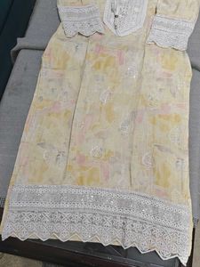 Stylish Yellow Embroidered Kurta with dupatta