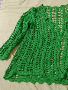 Green Crochet Cardigan