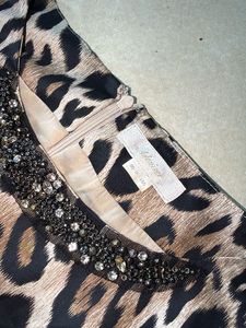 Leopard Print Beaded Neck Dress