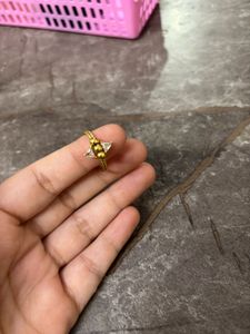 Anti tarnish Unique Gold Ring with Clear Stone