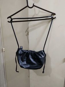 Chic Ruched Black Shoulder Bag