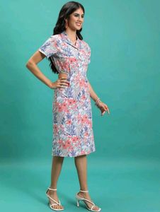 Floral Print Midi Dress with Belt