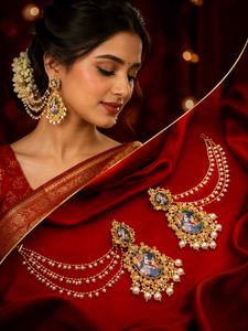 Traditional Indian Earrings and Chain Set