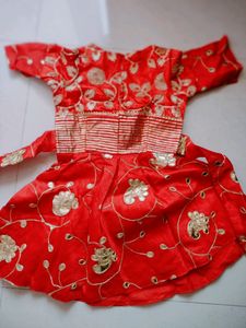 Red &amp; Gold Embroidered Dress