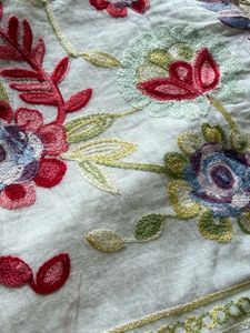 Embroidered White Blouse with Lace Detail