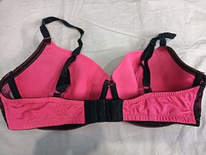 thrift Pink 🤎&amp; Black Lace Bra