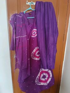 Navratri Beautiful Purple Bandhani Kurta Set