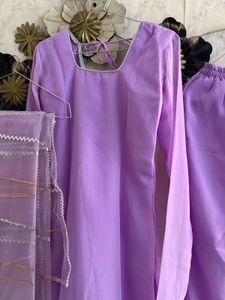 Elegant Lavender Kurta Set with Dupatta