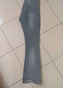 Grey Flared Denim Jeans