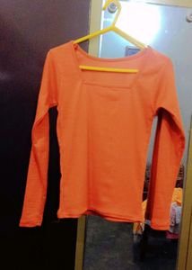 Women Square neck Orange Top.