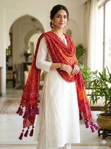 Vibrant Red Bandhani stole (4 nos.)