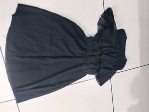 Elegant Black Sheer Ruffle Dress