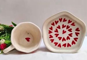 Hand-Painted Heart Tea Cup &amp; Saucer Set