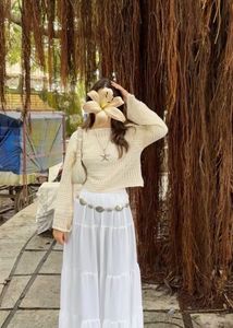 Tiered White Maxi Skirt