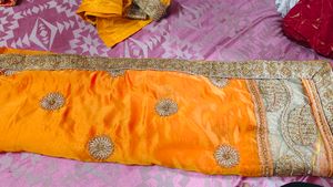 orange party wear saree