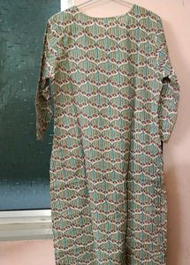 Green Printed Cotton Kurta
