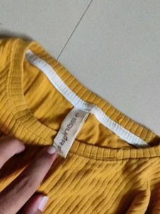 Yellow Ribbed Long Sleeve Top